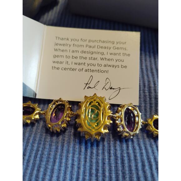 Paul Deasy Turquoise/Amethyst Bracelet 925 UTC India Brand New In Box - Picture 10 of 10